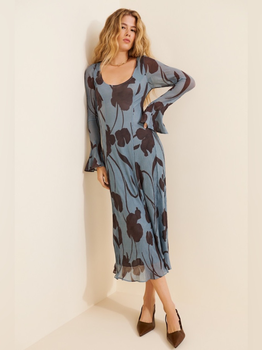 Free People Mari Midi Dress - Floral Scoop-Neck